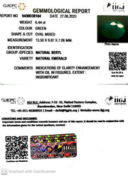 6.44/CT Natural Panna Stone with Govt. Lab Certificate (8991)